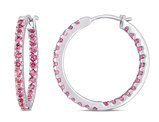 1.68 Carat (ctw) Pink Tourmaline In and Out Hoop Earrings in 10K White Gold