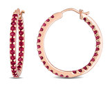 2.24 Carat (ctw) Garnet In and Out Hoop Earrings in 10K Rose Pink Gold