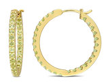 2.24 Carat (ctw) Peridot In and Out Hoop Earrings in 10K Yellow Gold