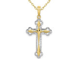 10K Yellow Gold Reversible Cross Charm Pendant Necklace with Chain
