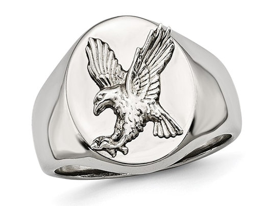 Men's Flying Eagle Stainless Steel and  Sterling Silver Ring 