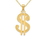 14K Yellow Gold Dollar Sign Charm Pendant Necklace with Chain