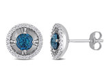 1.10 Carat (ctw) London Blue Topaz Solitaire Earrings in 10K White Gold