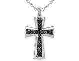 5/8 Carat (ctw) Black & White Diamond Cross Pendant Necklace in 14K White Gold with Chain