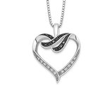 1/10 Carat (ctw) Black & White Diamond Heart Pendant Necklace in Sterling Silver with Chain