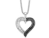 1/4 Carat (ctw) Black & White Diamond Heart Pendant Necklace in Sterling Silver with Chain