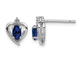 1/2 Carat (ctw) Lab Created Blue Sapphire Heart Earrings in Sterling Silver