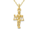 10K Yellow Gold Libra Charm Zodiac Astrology Pendant Necklace with Chain