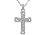 10K White Gold Cross Charm Pendant Necklace with Chain