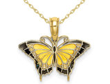 Yellow Butterfly Charm Pendant Necklace in 10K Yellow Gold with Chain