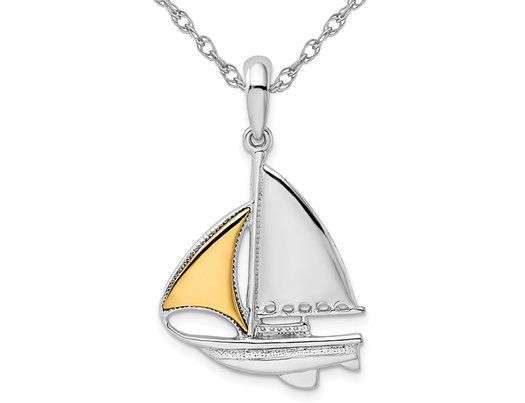 Sterling Silver Sailboat Charm Pendant Necklace with Chain