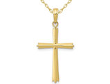 10K Yellow Gold Polished Cross Pendant Necklace with Chain 