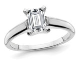 1.50 Carat (ctw Color G-H-I) Synthetic Emerald-Cut Moissanite Solitaire Engagement Ring in 14K White Gold