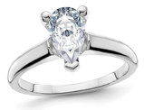 3.00 Carat (ctw Color D-E-F) Synthetic Pear-Cut Moissanite Solitaire Engagement Ring in 14K White Gold
