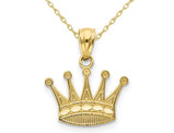 10K Yellow Gold Crown Charm Pendant Necklace with Chain