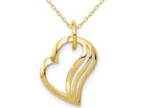 Small 10K Yellow Gold Open Heart Charm Pendant Necklace with Chain
