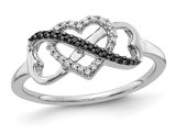 1/10 Carat (ctw) Black & White Diamond Heart Promise Ring in 14K White Gold
