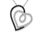 2/5 Carat (ctw) Black & White Diamond Heart Pendant Necklace in 14K White Gold with Chain