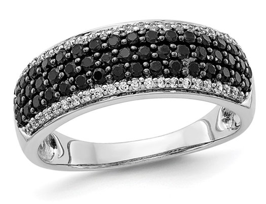 7/8 Carat (ctw) Black & White Diamond Ring in 14K White Gold