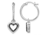 3/10 Carat (ctw) Black & White Diamond Dangle Heart Earrings in Sterling Silver