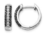 1.00 Carat (ctw) Black and White Diamond Hoop Earrings in 14K White Gold