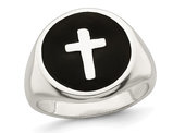 Mens Sterling Silver Enameled Cross Ring