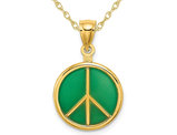 14K Yellow Gold Peace Sign Charm Pendant Necklace with Chain