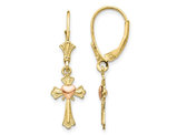 10K Polished Yellow Gold Heart and Cross Earrings