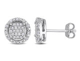3/10 Carat (ctw) Diamond Cluster Earrings in Sterling Silver