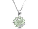 6.50 Carat (ctw) Green Quartz Pendant Necklace in Rose Pink Plated Sterling Silver with Chain
