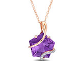 6.00 Carat (ctw) Amethyst Pendant Necklace in Rose Plated Sterling Silver with Chain