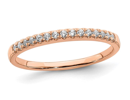 1/8 Carat (ctw) Diamond Wedding Band Ring in 14K Rose Pink Gold