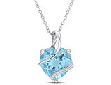 7.00 Carat (ctw) Sky Blue Topaz Heart Pendant Necklace in Rose Sterling Silver with Chain