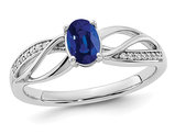 3/5 Carat (ctw) Natural Blue Sapphire Ring in 14K White Gold 