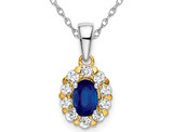 1/2 Carat (ctw) Lab-Created Blue Sapphire Pendant Necklace with Lab-Grown Diamonds in 14K White Gold with Chain