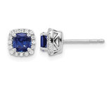 4/5 Carat (ctw) Lab-Created Blue Sapphire Earrings in Sterling Silver