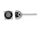 2.00 Carat (ctw) Natural Black Sapphire Solitaire Earrings in Sterling Silver