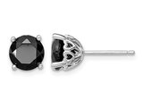 4.00 Carat (ctw) Natural Black Sapphire Solitaire Earrings in Sterling Silver