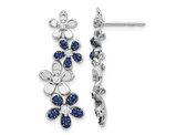 2/5 Carat (ctw) Natural Blue Sapphire Flower Earrings in 14K White Gold