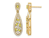 3/4 Carat (ctw) Yellow Sapphire Drop Earrings in 14K Yellow Gold with Lab-Grown Diamonds