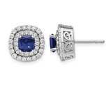1.80 Carat (ctw) Lab-Created Blue Sapphire Halo Earrings in 14K White Gold with Lab-Grown Diamonds 1.00 Carat (ctw)