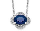 1.05 Carat (ctw) Blue Sapphire Necklace with Diamonds in 14K White Gold with Chain