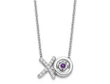 1/4 Carat (ctw) Diamond (ctw) XO Pendant Necklace in 14K White Gold with  Amethyst and Chain