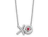 1/4 Carat (ctw) Diamond (ctw) XO Pendant Necklace in 14K White Gold with Ruby and Chain