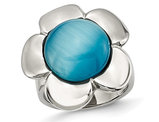 Blue Agate Flower Ring in Stainless Steel