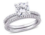 2.00 Carat (ctw) Lab-Created Moissanite Engagement Bridal Wedding Ring Set 14K White Gold with Diamonds 1/4 Carat (ctw)