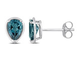 1.80 Carat (ctw) London Blue Topaz Solitaire Pear Earrings in 14K White Gold