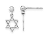 14K White Gold Star of David Post  Dangle Earrings