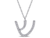 1/12 Carat (ctw) Diamond SHIN Charm Pendant Necklace in 14K White Gold with Chain