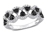 1.00 Carat (ctw) Black & White Diamond Ring Band in 10k White Gold